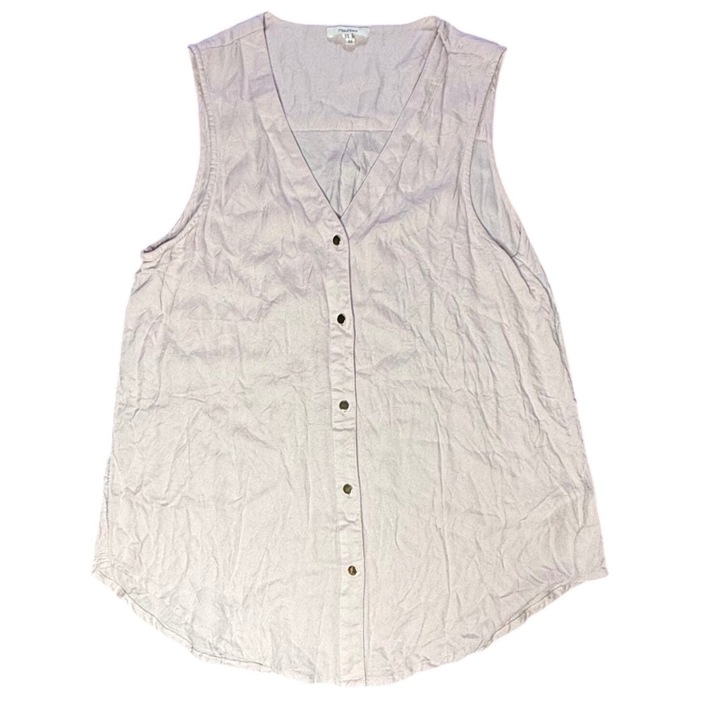 Maurices Sleeveless Button‎ Down Top Casual Blouse V Neck Pink Size M Pink